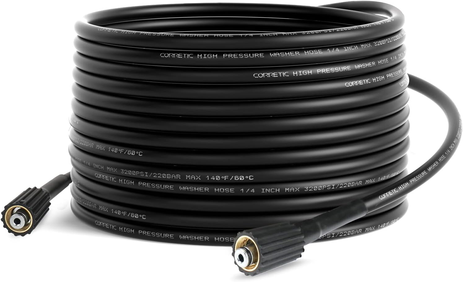 Pressure Washer Hose 3200 PSI 50 FT x 1/4 Inch, Flexible Power Washers Hose Replacement, M22-14mm Brass Thread