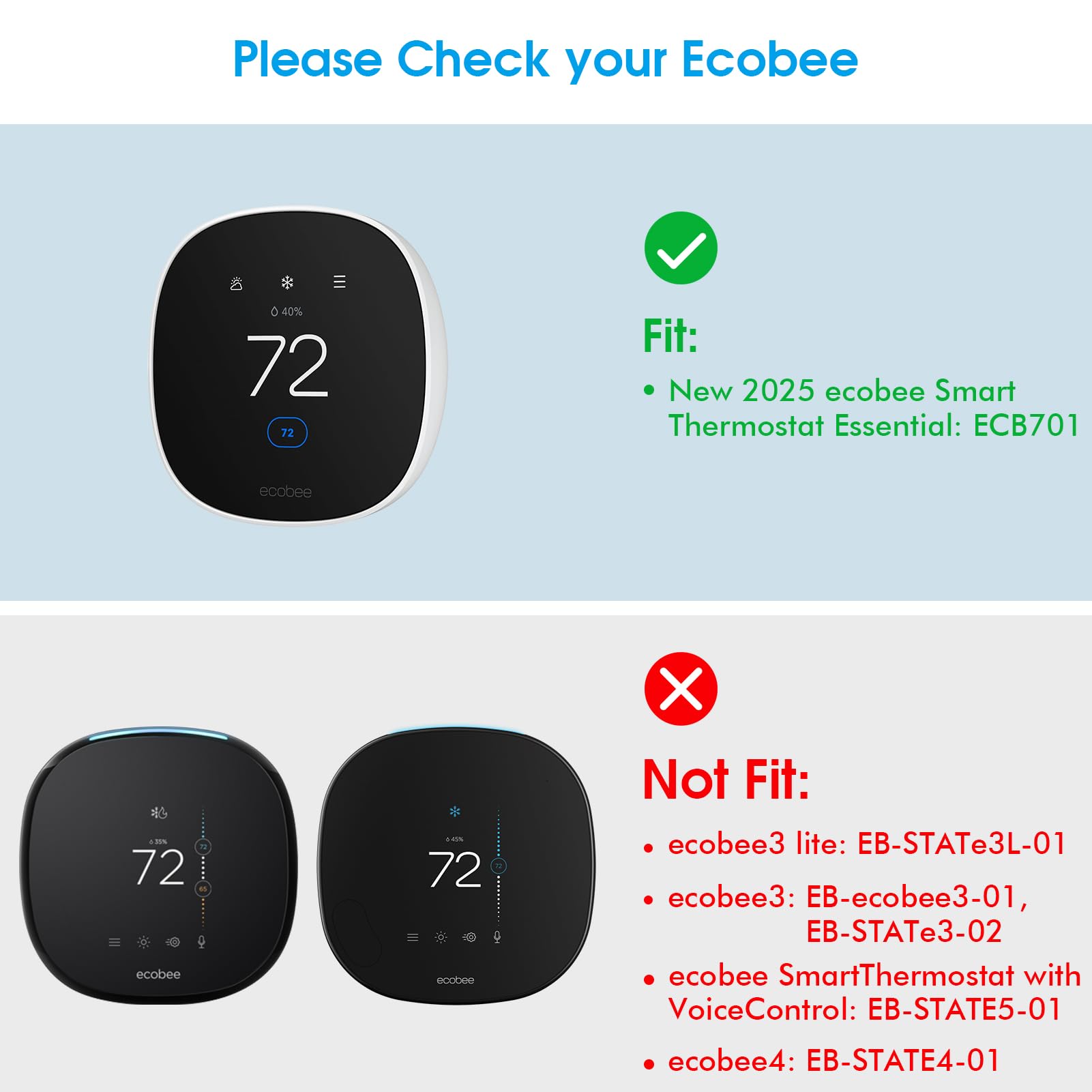 CaseBot Wall Plate for New 2025 ecobee Smart Thermostat Essential...