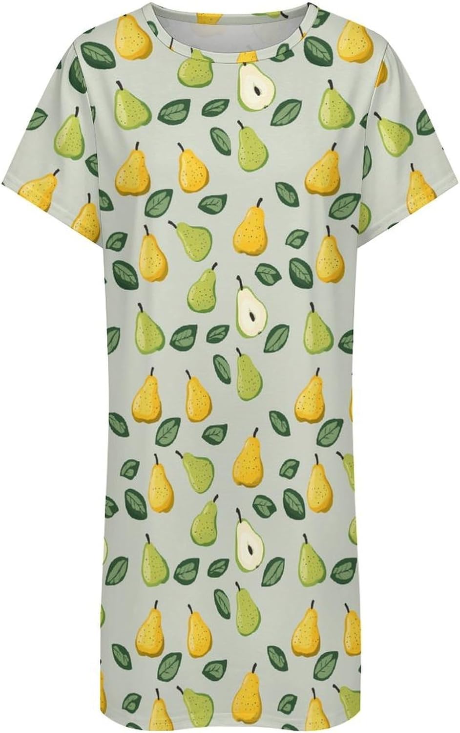 Pear Fruit Pattern Nightgowns for Women Short Sleeve Sleep Dress Casual Sleepshirt Night Gowns Pajamas