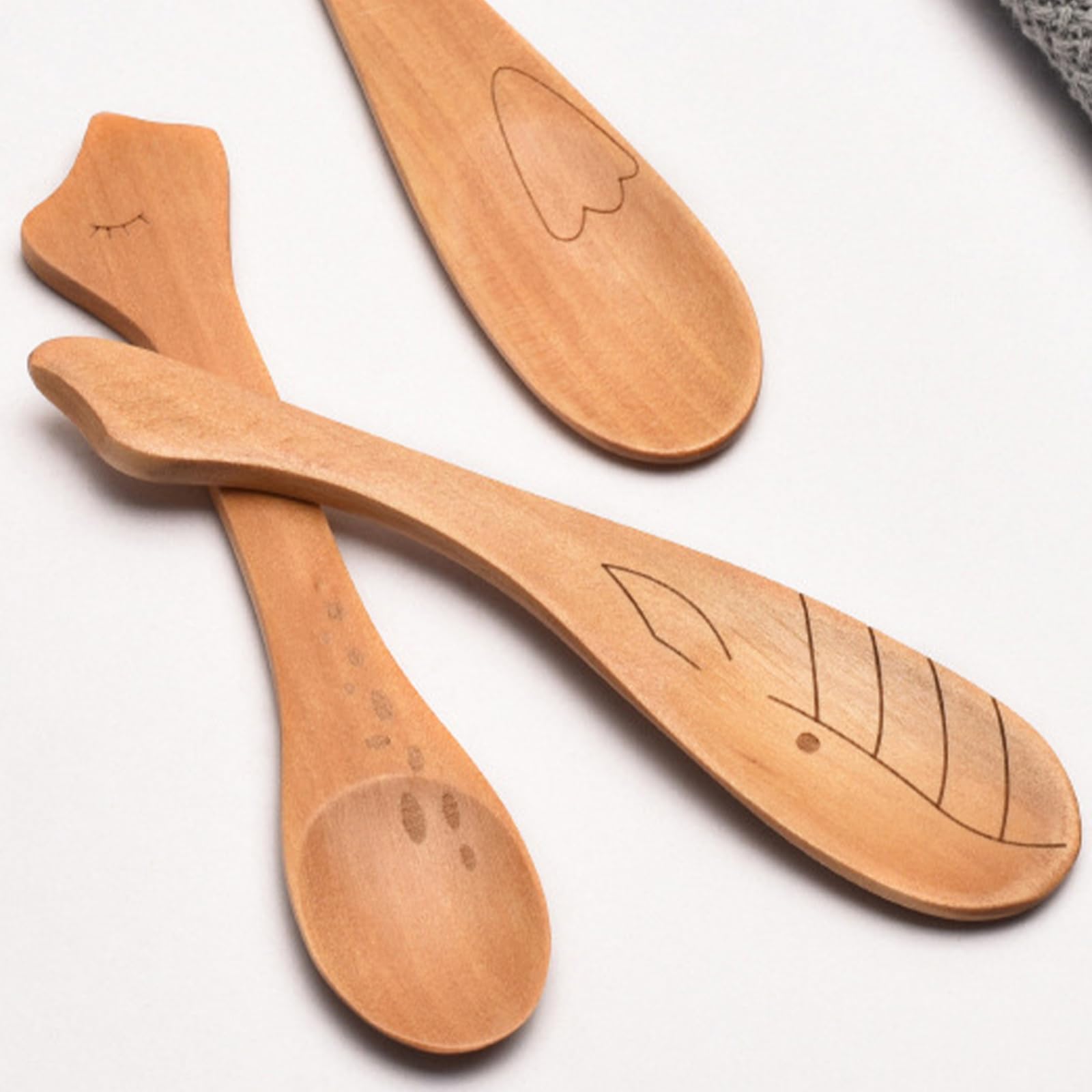 4Pcs Wooden Spoons, Flatware Baby Spoon Set Honey Coffee Tea Powder Spoon Serving Toddler Spoons for Cook Outdoor Restaurant - Image 4