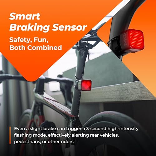 Miniatura 7 de Magene L308 Luz trasera inteligente para bicicleta, altamente personalizable, luz trasera de bicicleta ligera Bluetooth sin cable de carga, 96 luces