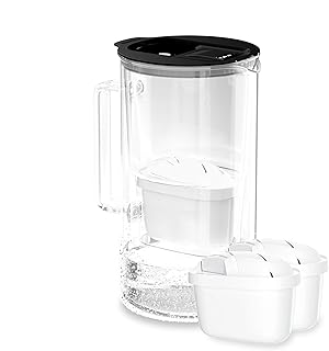 Wessper Wasserfilter Kanne mit LED-Anzeige, 2 Liter, Karaffe aus Glas, Kompakte Wasser Kanne mit Set mit 2 kartuschen, Aktivkohle Filter, BPA-Frei - Schwarz