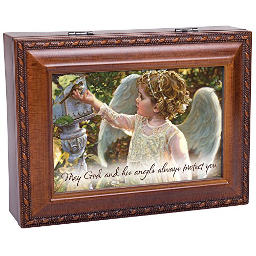 Cottage Garden Angel In The Garden Woodgrain Inspirational Traditional Music Box Plays How Great Thou Art #TOP6