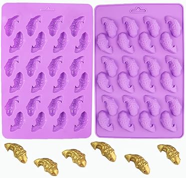 2Pcs 24 Cavity Koi Fish Carp Goldfish Fondant Silicone Molds