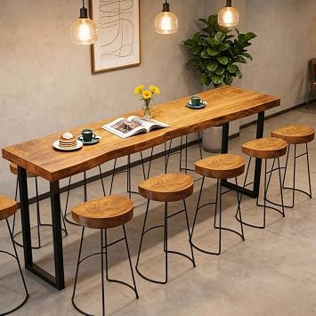 39 Inch Long Bar Table,Counter Height Table,Solid Wood Rectangular Pub Table, Rustic Industrial Style Bar Height Dining Table for Kitchen,Bistro,Restaurant,No Stools(Natural Wood)
