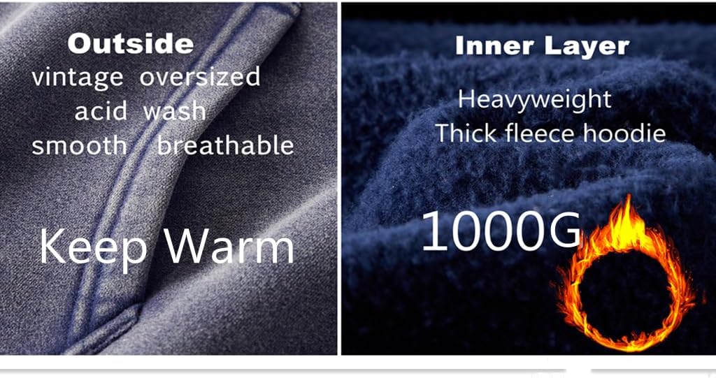 Mens Oversized Hoodies Streetwear Unisex Vintage Hoodies Zip Up Acid Wash Sweatshirt for Men Heavyweight - Image 6