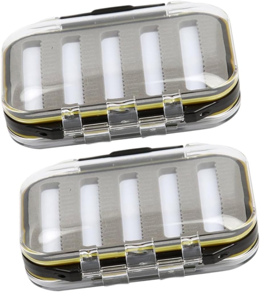 Waterproof Fly Box Double Sided Fishing Box, 2pcs Plastic Black