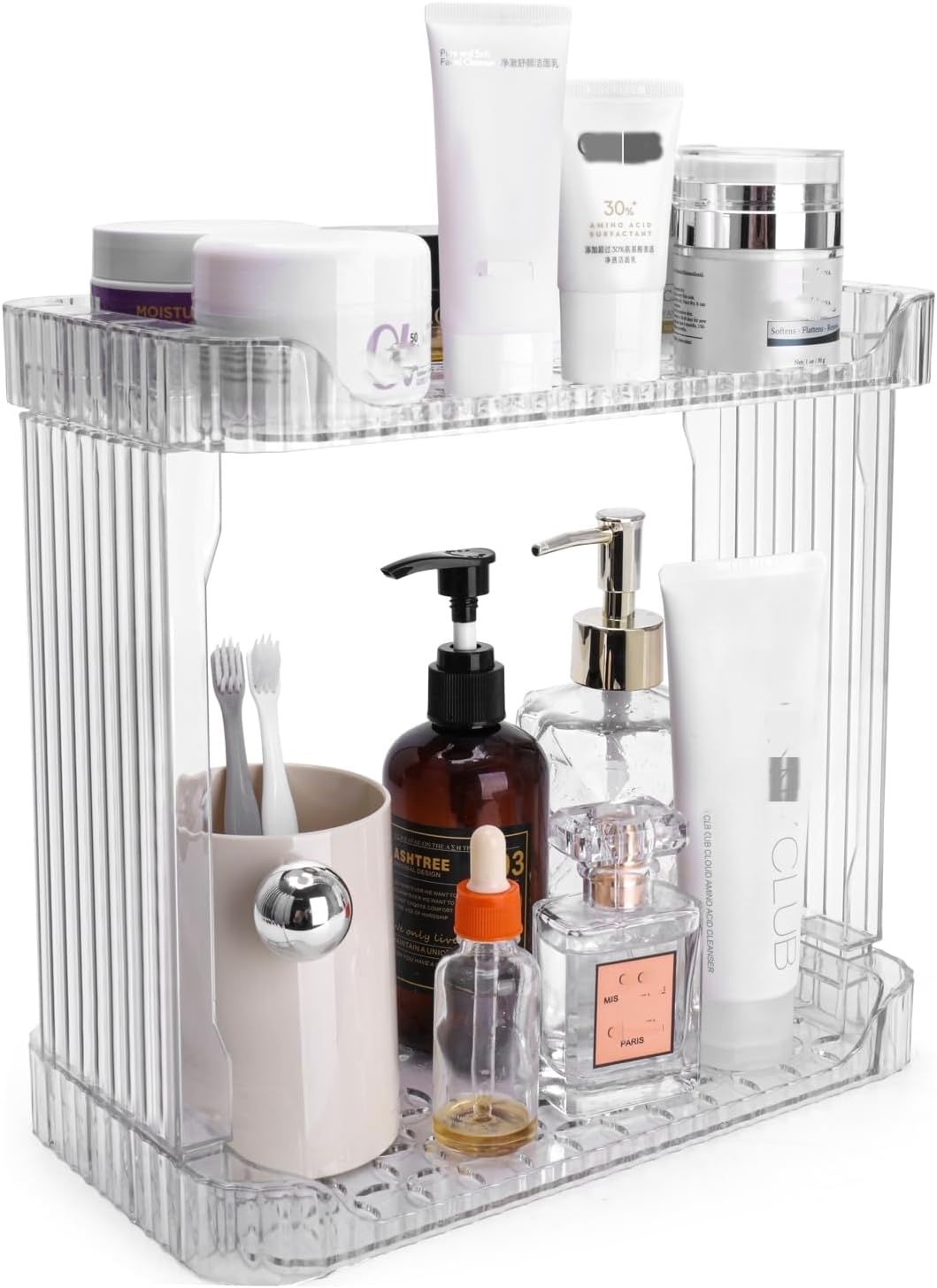 Organizador de Baño Acrílico de 2 Niveles Ayswupt, Bandeja para Vanity