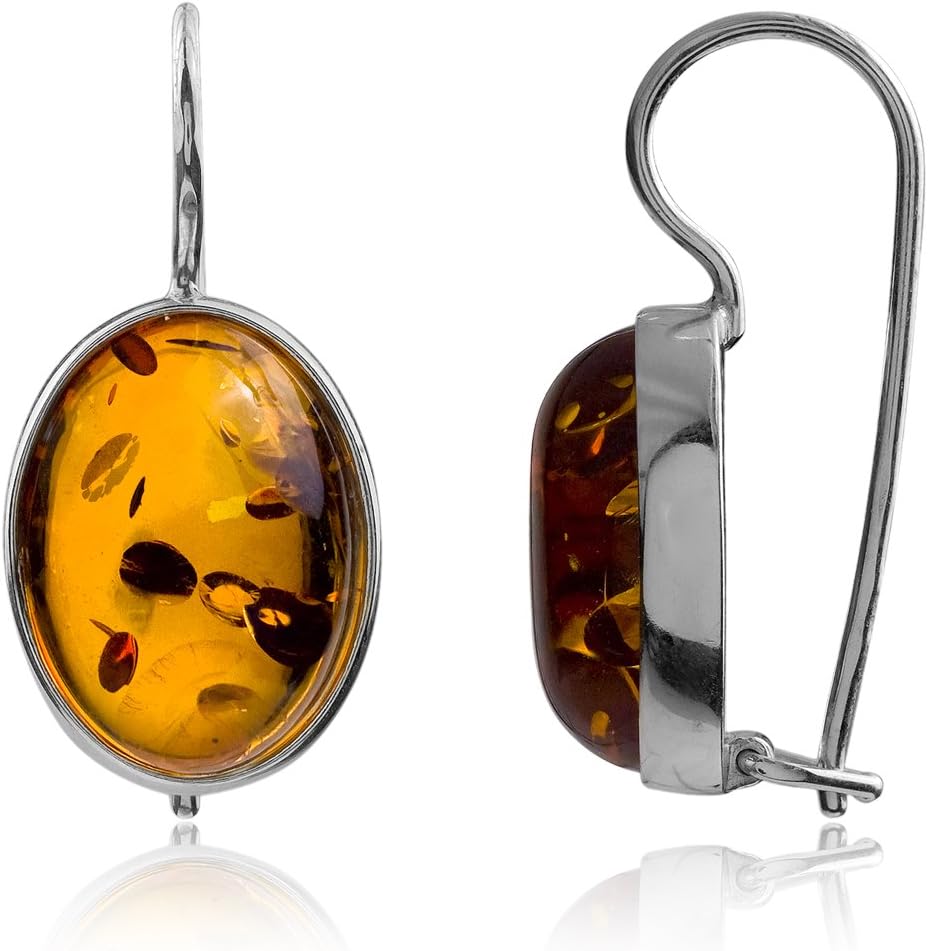 Ian and Valeri Co. Amber Sterling Silver 925 Classic Oval Earrings