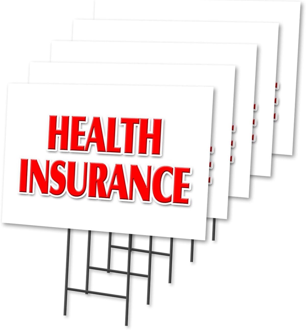 Health Insurance 2 Pack of 12" x 16" Yard Sign & Stake Outdoor Plastic Window | Advertise Your Business | Stake Included Image On Front Only | Made in The USA