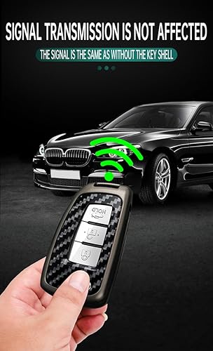 Miniatura 8 de ontto Funda para llavero de automóvil con llavero para Nissan Rogue Select Rogue Sport Sylphy Pulsar Sentra, patrón de carbono azul