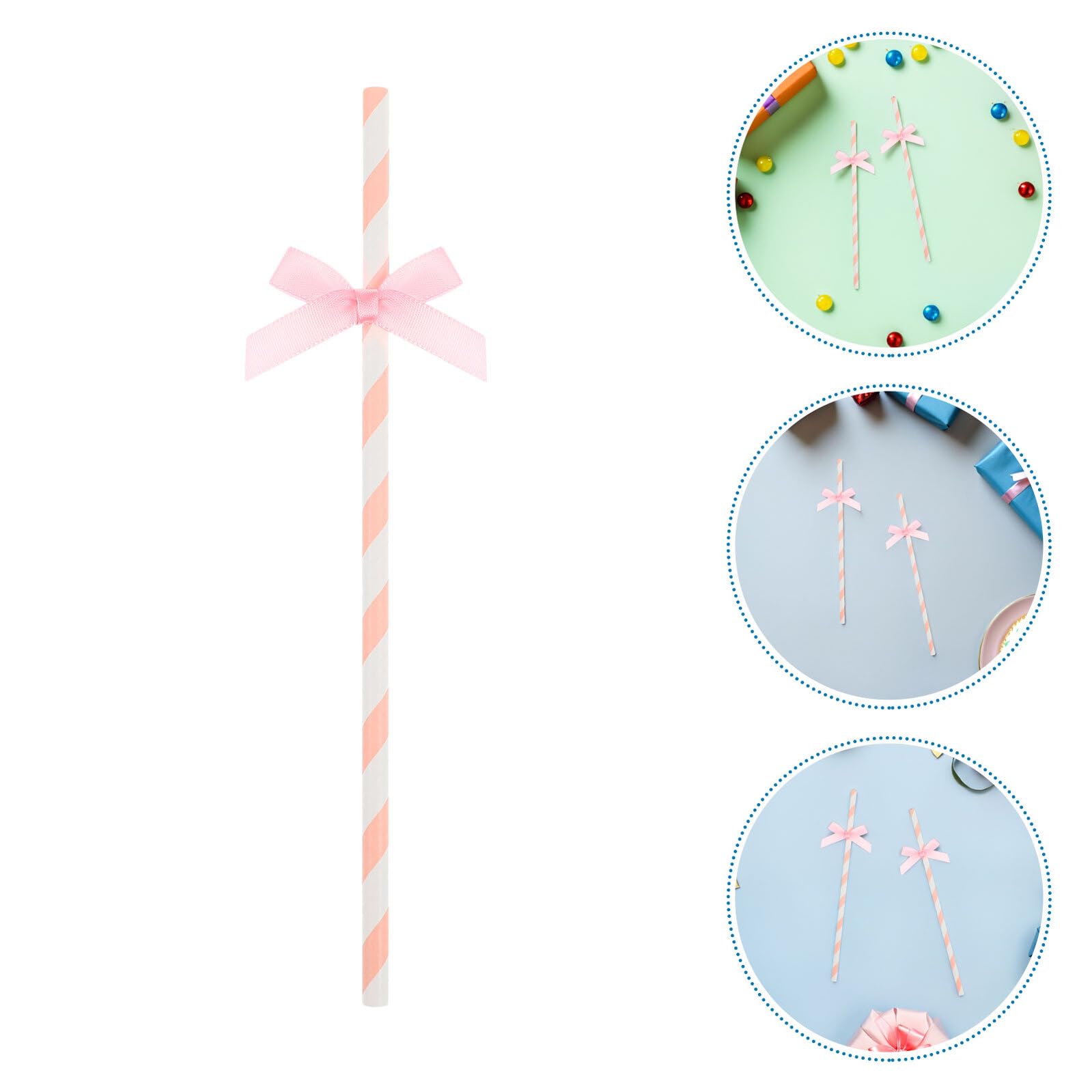 Cannucce Decorative in Carta Rosa e Bianco 100 Pezzi a Righe | Poliestere, Uso per Party Tables e Tea Party, Craft Ready e Safe For Drinking