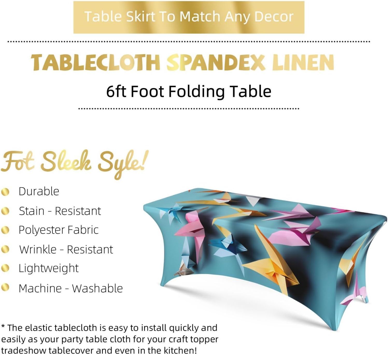 Origami Paper Cranes Print Table Cover Rectangular Tablecloth for 6-Foot Tables for Wedding Banquets Outdoor