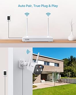 ZOSI 2K Wireless Security Camera System with 2TB HDD,4PCS 3MP Outdoor Indoor Home Surveillance Spotlight WiFi Cameras,Color Night Vision,2 Way Audio,Light & Sound Siren,8CH 3MP NVR for 24/7 Recording