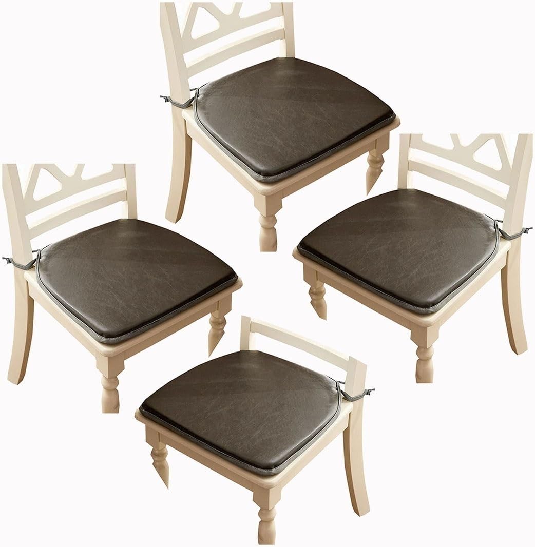Coussin de siège en cuir PU imperméable gris 40x43 galette de chaise de cuisine salle à manger