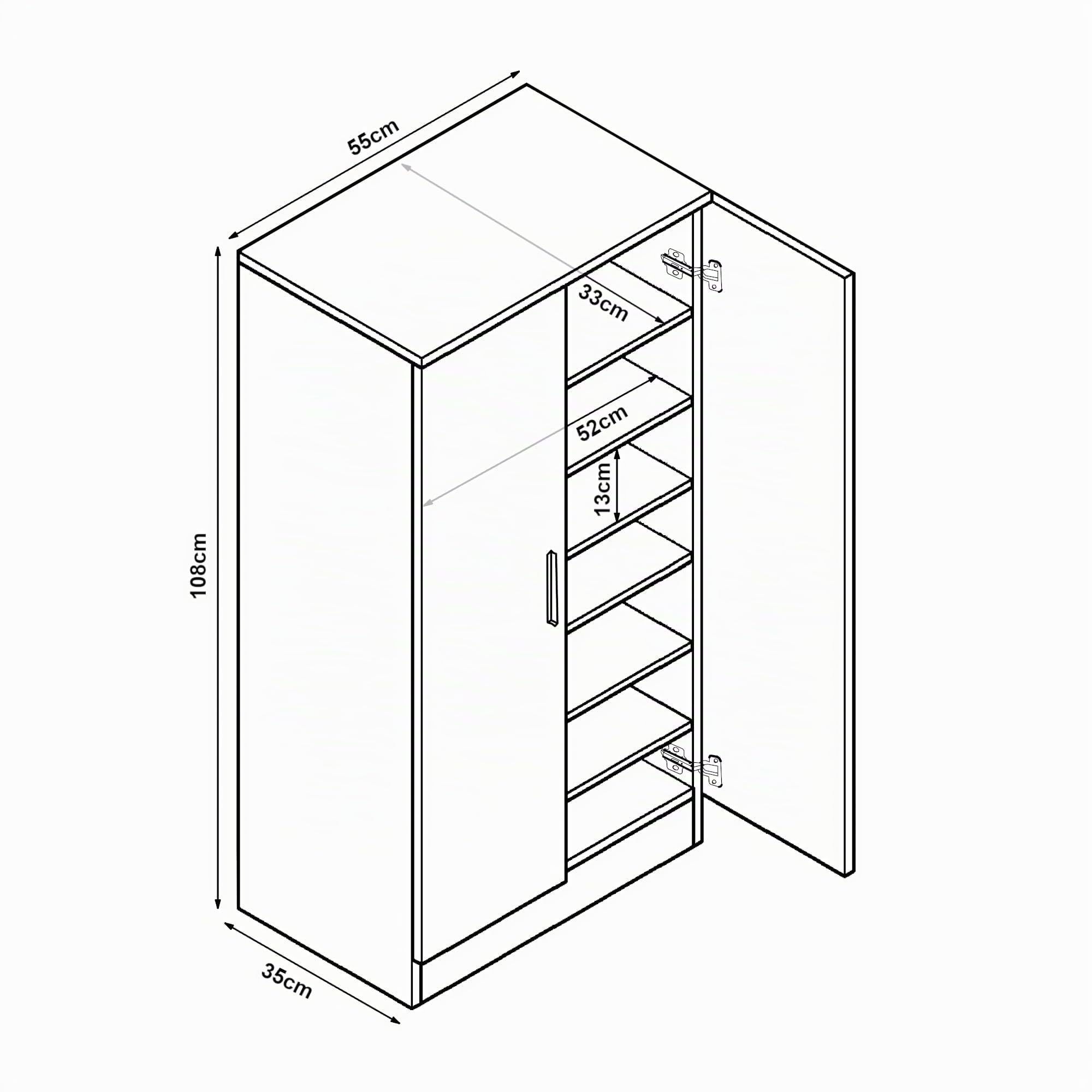 [en.casa] Armadio Portascarpe con 2 Ante e 7 Scomparti Ripiani Scarpiera Chiusa per Ingresso Camera o Ripostiglio 108 x 55 x 35 cm - Effetto Rovere Sonoma