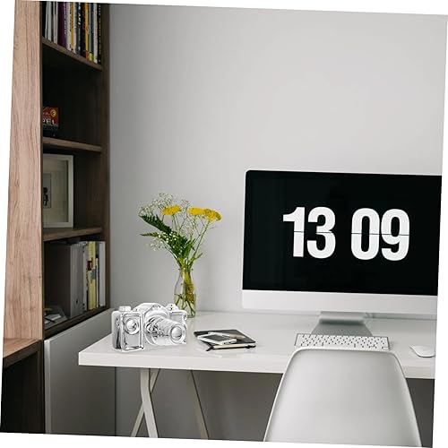 Miniatura 6 de IMIKEYA Figura decorativa de cerámica plateada para el hogar y la oficina, escultura de escritorio creativa con forma retro para sala de estar,