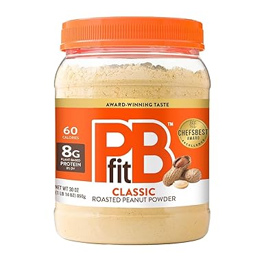 PBfit 30 Ounce Classic Peanut Butter Powder, Powdered Peanut Butter Spread From Real Roasted Peanuts, 8g of Protein 8% DV, Gluten-Free, 60 calories, 87% less fat (Pack of 1) PBfit 30 Ounce Classic Peanut Butter Powder, Powdered Peanut Butter Spread From Real Roasted Peanuts, 8g of Protein 8% DV, Gluten-Free, 60 calories, 87% less fat (Pack of 1)