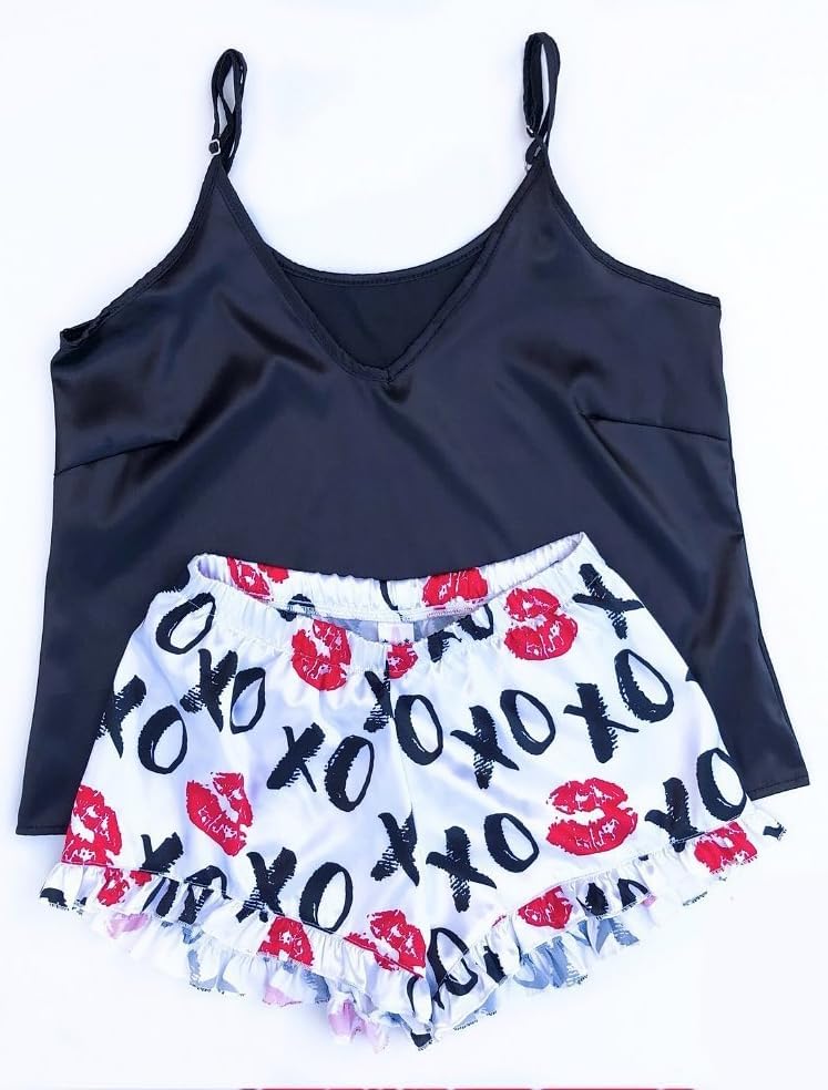 Women's Heart PJ Cute Pajamas Shorts Set Sexy Coquette Bow Pjs V-Neck Cami Top Boxer Shorts Lingerie Lounge Sets - Image 7