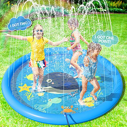 Splash Pad Alfombra De Agua GLINKADO - 170cm, Para Niños Y Mascotas, Juego De Verano Para Jardín Diversión Exterior Niños