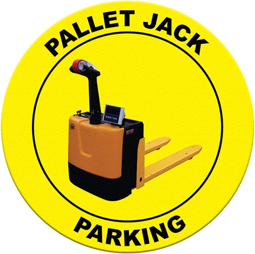 Pallet Jack Parking Floor Decals Yellow Anti-Slip Round Shape C Business Industrial Signs Stickers 17Inches Longer Side