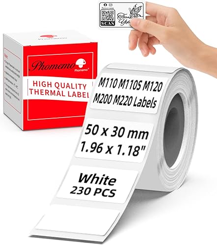 Etiqueta M200 M110 - Etiquetas blancas de 1.969 x 1.181in para etiquetas de impresora M120 M220 M110S M110 - 1.96 x 1.18 pulgadas1 rollo230