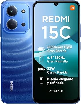Xiaomi REDMI 15C Smartphone de 4+256GB Azul Pantalla de 6,9" 120 Hz