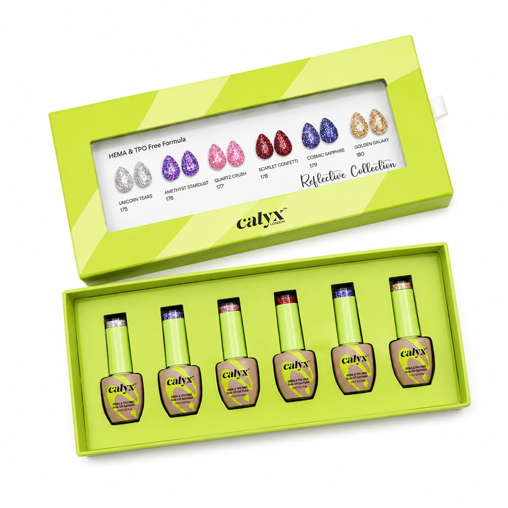 Reflective Gel Nail Polish Set, 6 Colours Glitter Reflective Gel Polish Kit, HEMA & TPO Free, Long Lasting Soak Off UV LED Gel Polish, 9ml x 6-image-48