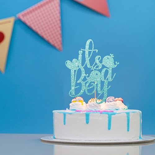 Miniatura 5 de Decoración para tartas con texto en inglés "It's A Boy" ("It's A Boy"), decoración de pastel con purpurina para baby shower, fiesta de revelación de