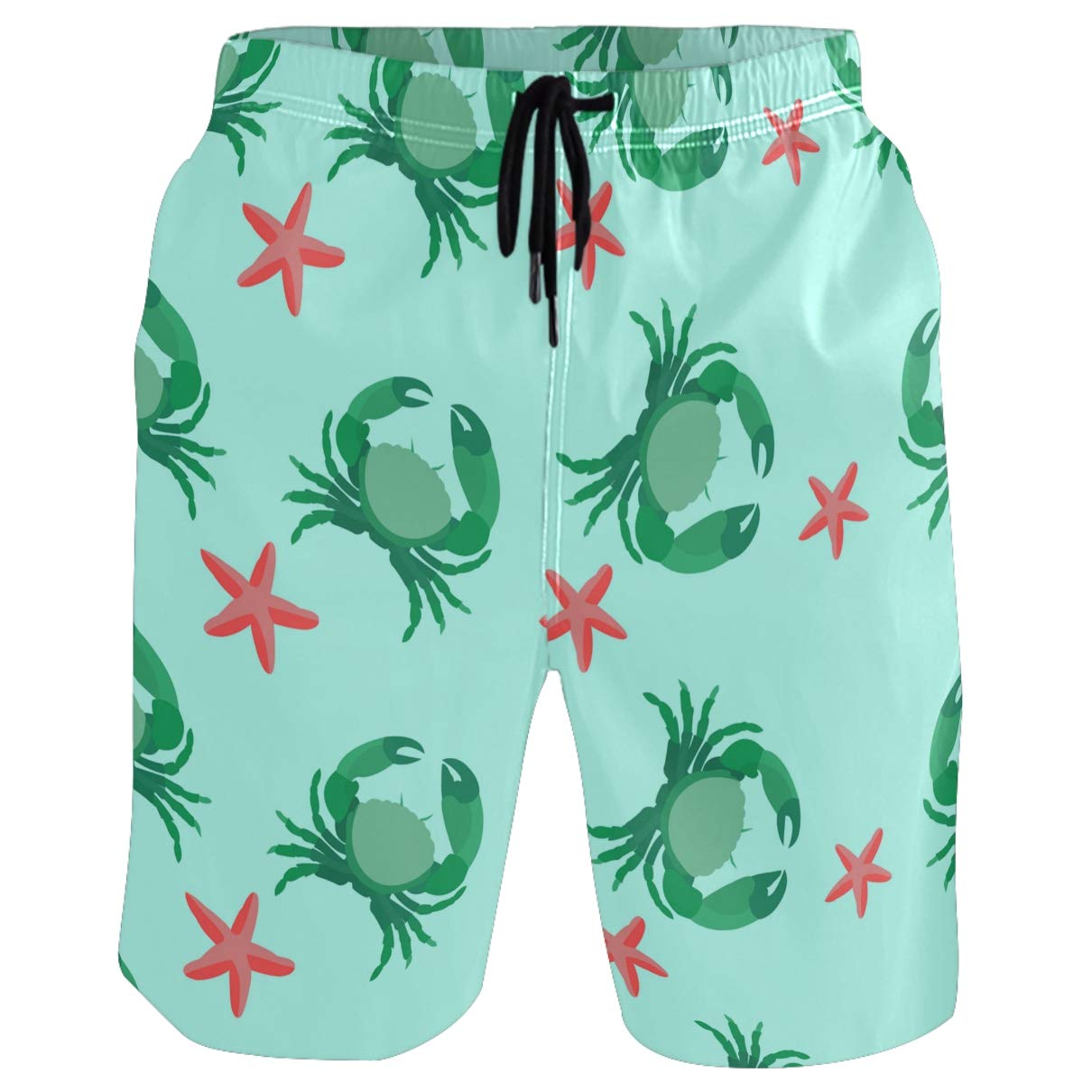 Visesunny Men's Cute Crab Summer Swim Trunks Beach Shorts Surfing Swimming Sports Bathing Suits - Multicoloured - XX-Large