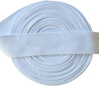Cotton Twill Tape 10 Yards Herringbone Pattern Soft Fabric Webbing Strap Ribbon - Bias Tape for Sewing Binding Gift Wrapping DIY Cloth Bag Holders Sewing Supplies (1 Inch, White)