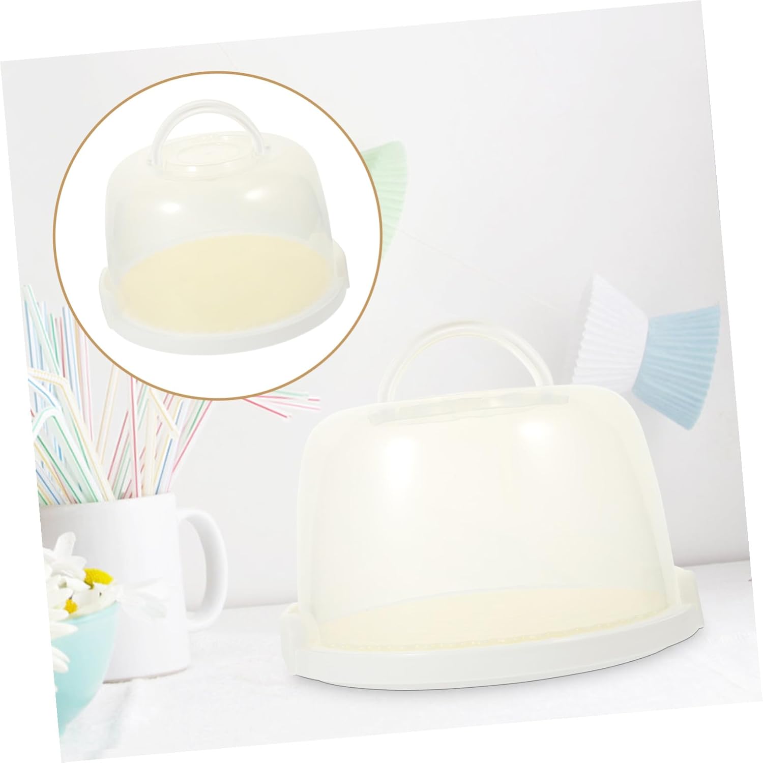 Portable Reusable Cake Container with Lid and Handle Elevated Cake Box for Outdoor Parties and Travel Food-safe Protective Carrier for Easy Storage and Transport