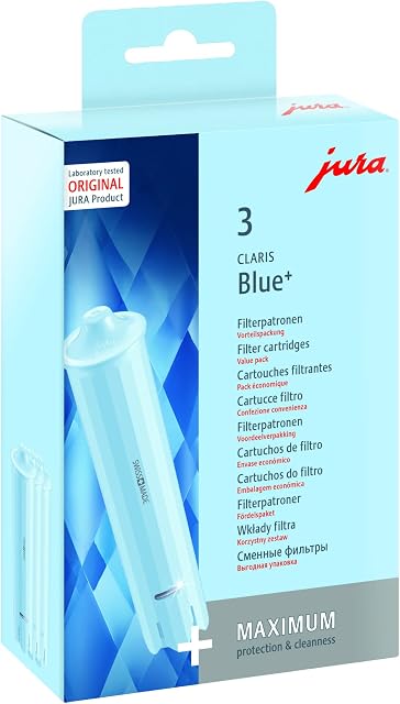 JURA Oryginalny wkład filtrujący CLARIS Blue+ z plusem higieny - higiena z certyfikatem TÜV - 3-pak - 24231