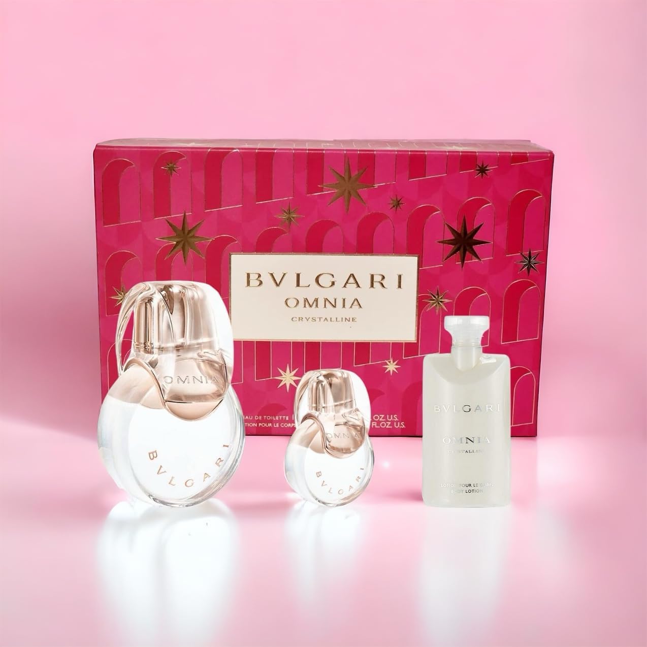 Omnia Crystalline by Bvlgari, 3 Piece Gift Set for Women with 3.4 oz