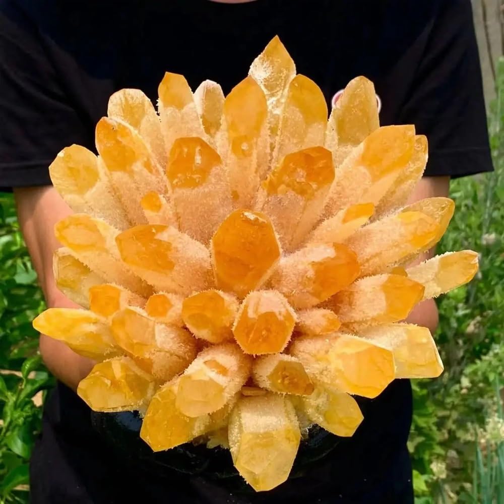 LLBOGRGGN Stone Yellow Phantom Quartz Crystal Cluster (1300-1500g)