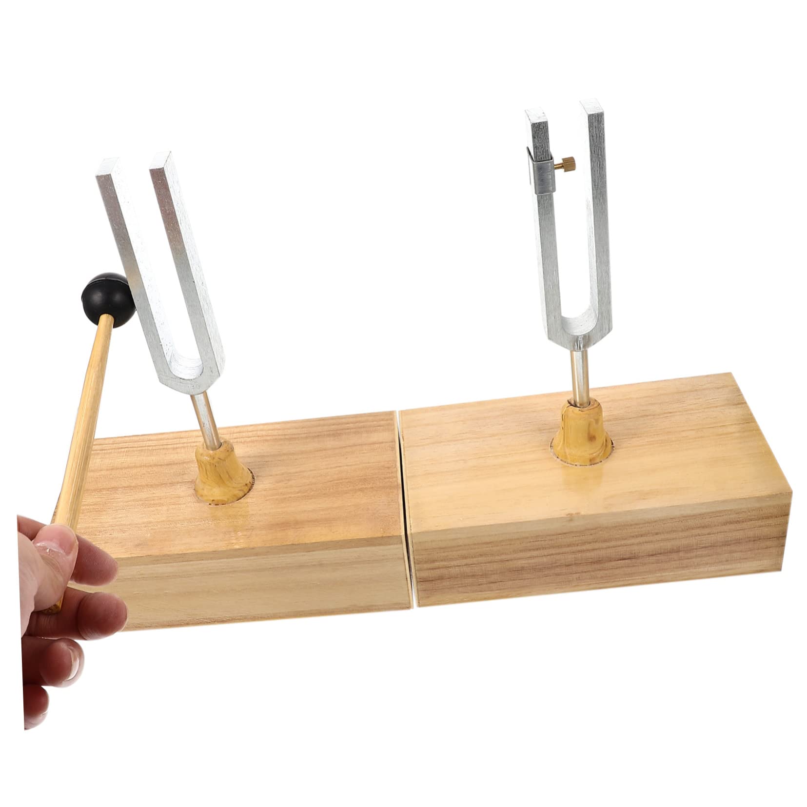 Gatuida Metallstimmgabel 440hz mit Hammer und Holzsockel für Physikalische Akustikexperimente Stabile Platzierung und Einstellbare Resonanz für Unterricht und Labor