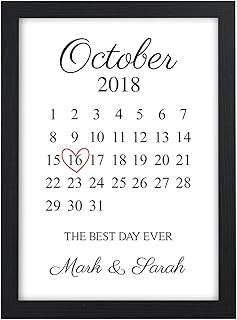 Personalised Memorable Date Print Picture Gift for 20th Wedding Anniversary Keepsake - 20 Years Anniversary - PERSONALISED for ANY Wedding Anniversary 1st, 2nd, 5th, 10th, 50th