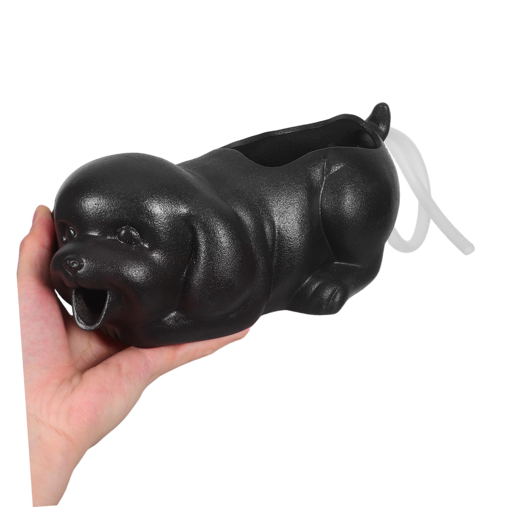 HEMOTON Fontana in Ceramica Forma di Cane per Acquario Decorazione con Flusso Circolazione d Acqua Vasetto Ecologico con Filtraggio Naturale e Supporto per Piante Accessorio per Giardino