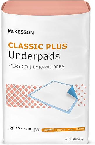 McKesson Almohadillas de cama para incontinencia de 23 x 36 pulgadas 50 unidades, almohadillas desechables para adultos y ancianos, grado