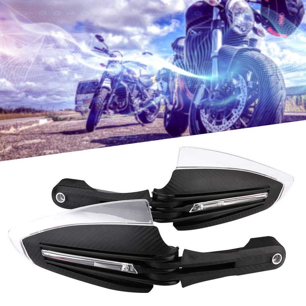 Akozon Paramanos de Moto Universal para 7/8" Luz de señal de LED DRL Barra de Cepillo de Mango Protector de Mano (Negro)