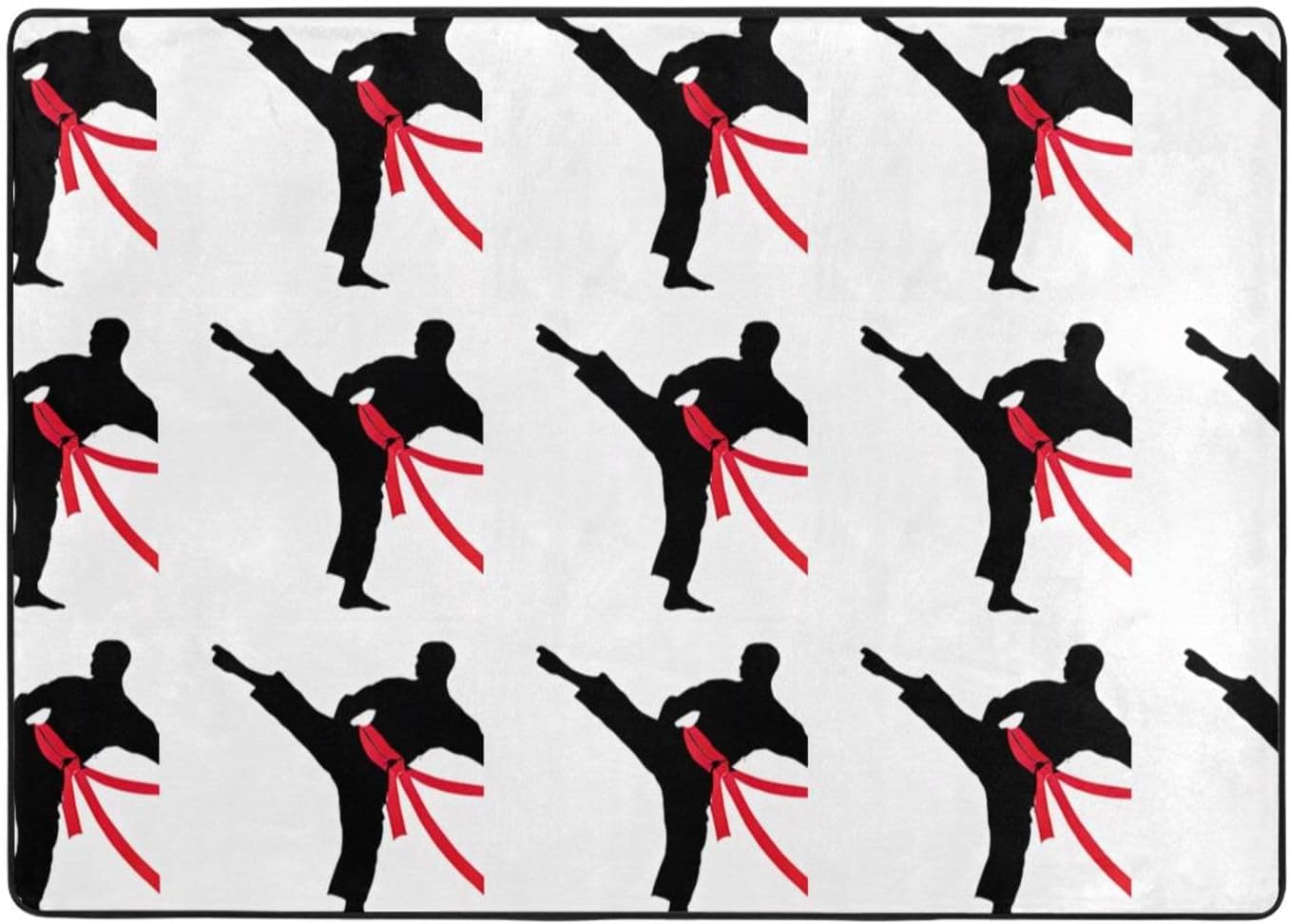 Flannel Non-Slip (Karate Boy Vector Changeable Belt Color) Rug Pad 80×50in Soft Washable Protective for Hardwood Floors Bedroom Bathroom Living Room