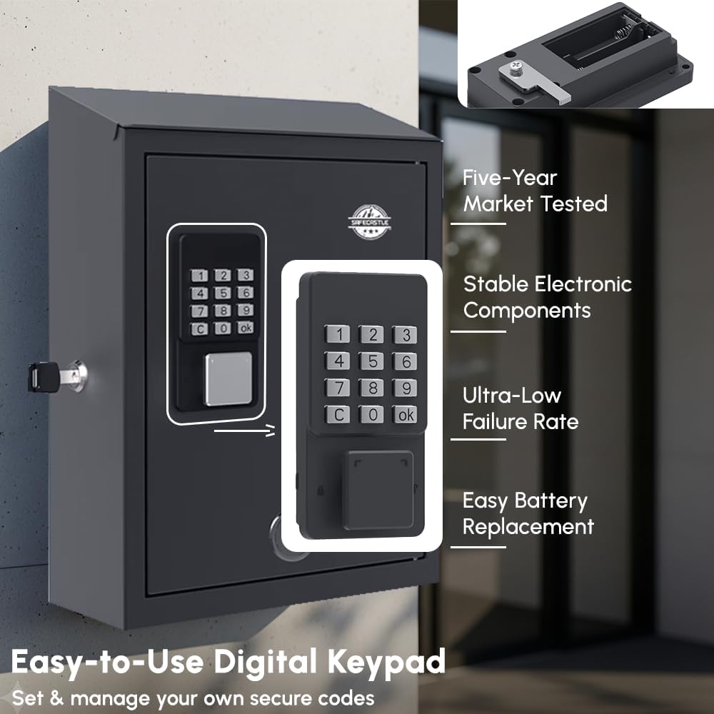 Weather-Resistant Large Capacity Wall-Mounted Metal Mailbox – Smart Drop Post Box with Digital E-Lock, OTP Share Unlock, App Unlock, Fixed Code Unlock, Spare Key Unlock, Waterproof Log Unlock