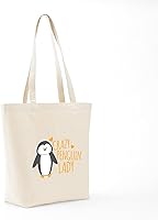 Vista 7 de CafePress Crazy Penguin Lady Tote Bag Bolsa de lona natural, bolsa de compras reutilizable