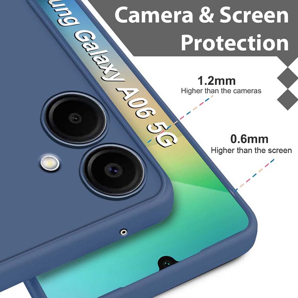 Image of Fashionury Liquid Silicon Back Cover for Samsung Galaxy A06 5G | Camera Protection | Inner Velvet Fabric | Anti-Fingerprint | Ultra Slim Case (Blue)
