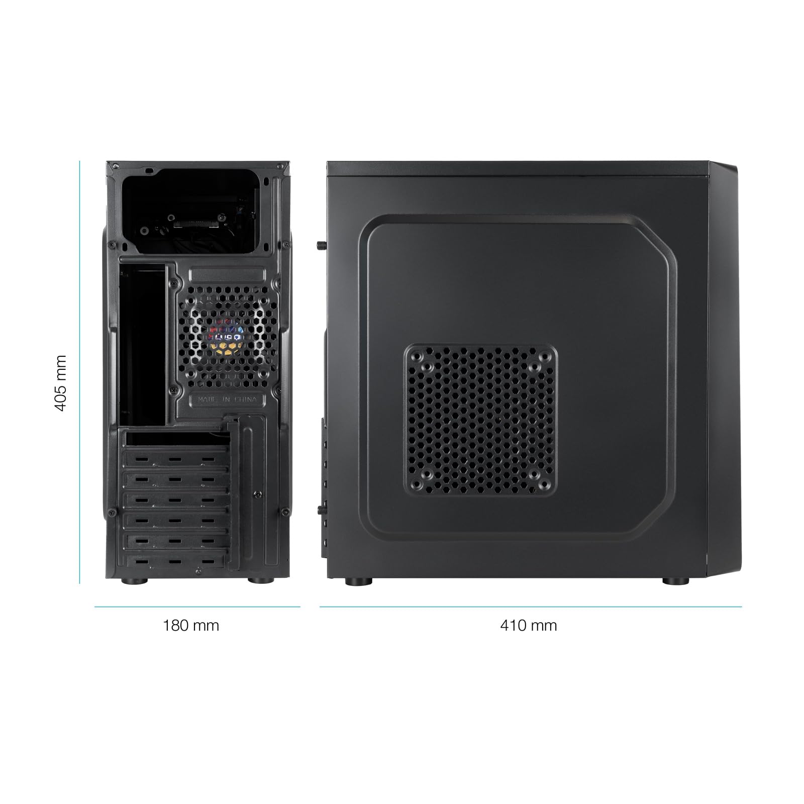 TOOQ TQC-5701U3C-B - Boîtier Semi-Tour ATX/MicroATX/Mini-ITX, 1xUSB 3.0, 2xUSB 2.0, HD Audio, 8 Baies pour disques durs, Acier, Noir
