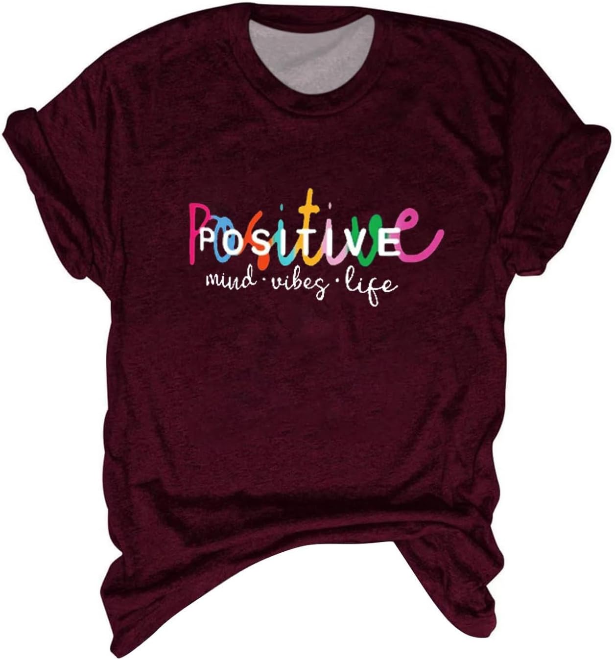 Plus Size Evening Tops Women's Positive Printed Crew Neck Multi Color Multi Size Summer Split Sleeve Summer Shirts for Women UK Womens Going Out Tops UK