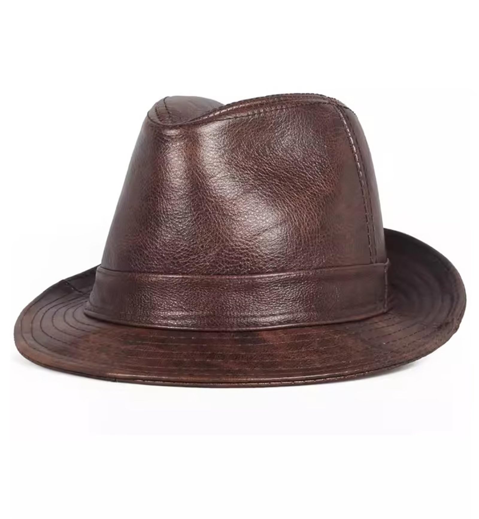 Elegante Sombrero de Fieltro de Piel sintética/Sombrero Panamá, Unisex, marrón - 3XL