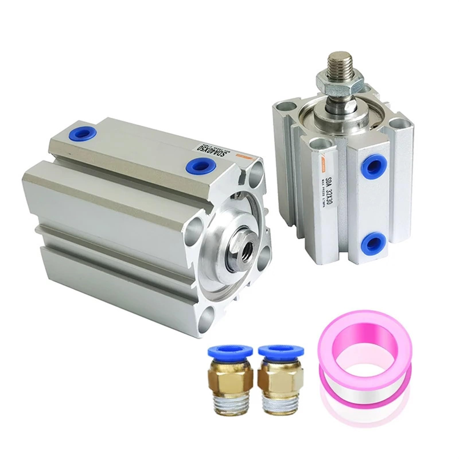 COSZWQDP Compact Thin Air Cylinder SDA80mm Bore 5-100mm Stroke Double Action Aluminium Alloy Pneumatic 1Pcs(Stroke10mm)