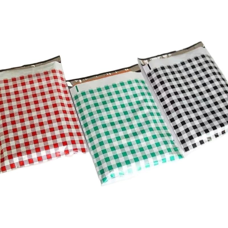 Sacs d‘expédition Sacs de courrier A4 Auto-scellants, 10x13 Pouces, Pochette d'expédition Express, enveloppe en Poly, Sac d'expédition, 50 pièces (Color : 25x33x4CMGreen Plaid)