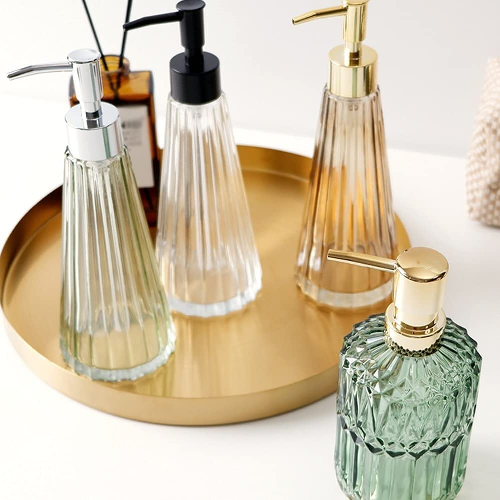 Modischer Seifenspender, Seifenspender, Lotionflasche, Pumpflaschen, klares Glas, kompatibel mit Badezimmer, Küche, Hotel, Restaurant (Beige)